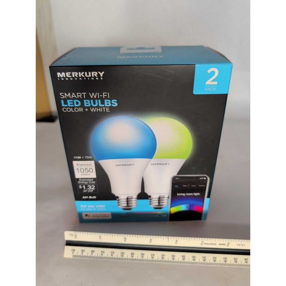 2 Pack MERKURY INNOVATIONS  Smart Wi-Fi LED‎ Bulbs Color + White NEW